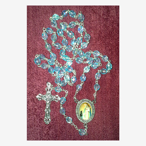 Aqua Glass Bead Rosary of OLOGS